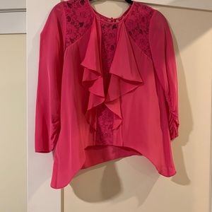 BCBG Bright Pink Silk Blouse